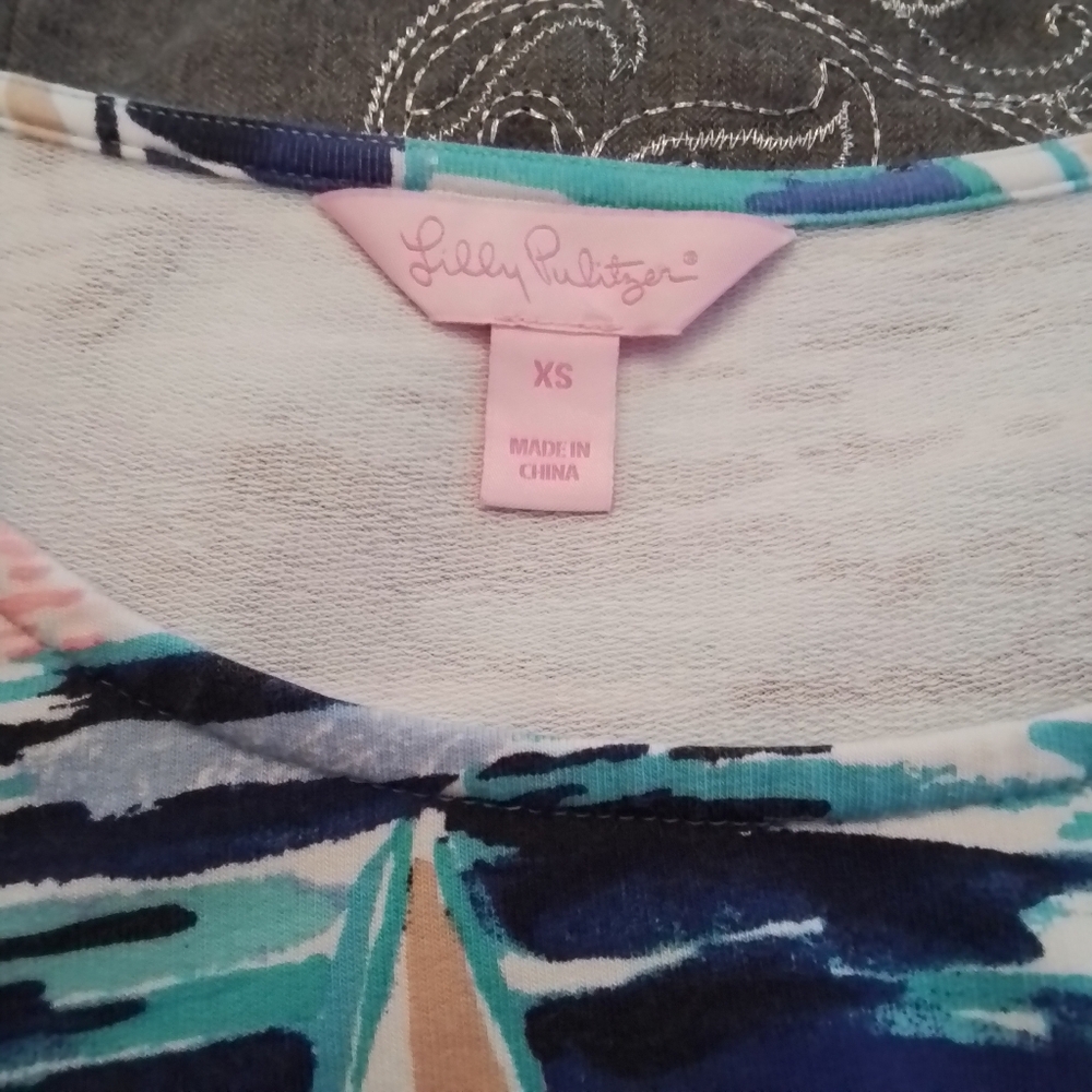 Lilly Pulitzer Tammy UPF 50+ Pier Pressure Print 3/4 Sleeve Dress Multicolor  XS - Picture 11 of 12